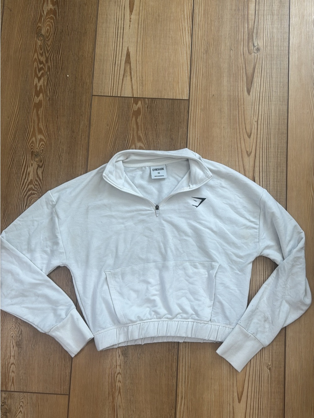 Gymshark White Cropped Half-Zip Sweatshirt